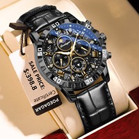 Reloj de Lujo para Hombre Poedagar 973, Correa de Cuero, Cronógrafo, Reloj de Pulsera de Cuarzo, Resistente al Agua, Reloj Luminoso para Hombre, Relojes Hombre