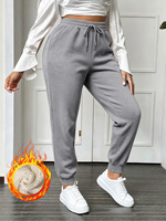 Pantalon de jogging pour femme en molleton doublé avec cordon de serrage, taille élastique, poches latérales, chaud pour l'hiver, sport et décontracté, vente en gros