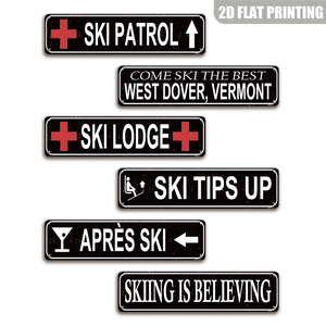 Ensemble de plaques métalliques de style panneau de signalisation de rue sur le thème du <span class=keywords><strong>ski</strong></span> vintage - Product Image 1