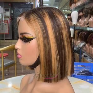 Perruque Bob Lace en Cheveux Humains Brésiliens Vierges Originaux, Double Drawn, Coupe Droite, Couleur Piano, Mèches Kim K, 8 Pouces, 2x6, Pas Cher - Product Image 3