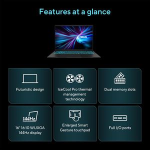 Asus V16แล็ปท็อปสำหรับเล่นเกม16นิ้ว WUXGA 144HZ จอแสดงผล Intel Core I7 240H NVIDIA GeForce RTX 5060 16GB RAM 512GB SSD Windows 11 Home - Product Image 4