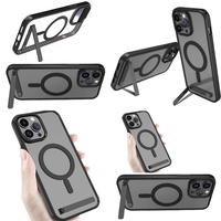 Casing Transparan Anti Benturan Magnetik dengan Penyangga untuk iPhone 15 14 13 12 Plus 11 16 Pro Max 17 Air, Aksesoris Elektronik