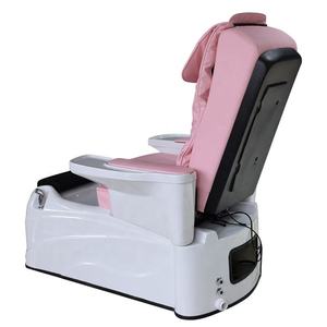 Luxury <b>Pink</b> Adjustable <b>Vibration</b> Multifunctional Spa Pedicure Chair Stainless Steel Glass Basin Drain LED Lamp for Beauty Salon - Product Image 6