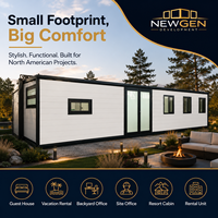 Maison Modulaire Extensible 40FT avec Cadre Noir et Panneau Blanc, Structure en Acier, Préfabriquée, Tiny House, Hôtel, Design Méditerranéen, États-Unis