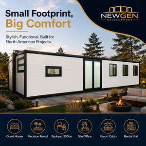 Maison Modulaire Extensible 40FT avec Cadre Noir et Panneau Blanc, Structure en Acier, Préfabriquée, Tiny House, Hôtel, Design Méditerranéen, États-Unis - Product Image 4
