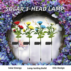 Lampe solaire LED d'extérieur à trois têtes en aluminium, indice IP65, pour éclairage décoratif de jardin, cour et pelouse - Product Image 2