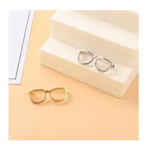 Custom Shaped Alloy Metal Glasses Frame Brooch Eyewear Lapel Pin For Women Dress Suit Shirt Collar