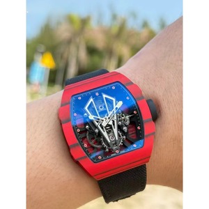 26-year new model of top-quality crimson carbon fiber skeletonized lightweight tourbillon men's sports mechanical watch - Product Image 3