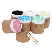 Boîte à tiroir en papier colorée pour bâtonnets de coton en bambou jetables personnalisés à double extrémité, pointus et ronds, pour rouge à lèvres
