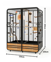 Grande cage à oiseaux en métal, en acier thermolaqué, avec roulettes robustes, système de verrouillage sécurisé, anti-évasion, cage pour canaris