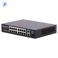 Switch Gigabit PoE Huayu 16+2+1 Uplink dengan Fungsi VLAN, Kapasitas 18.2Gbps, Desain Desktop untuk Sistem CCTV, Jaringan Kantor, dan IT