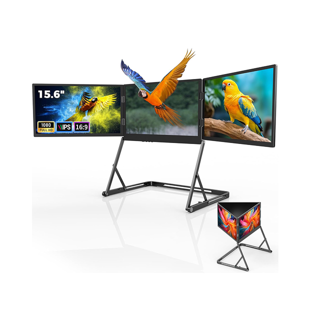 TriCreate Laptop Screen Extender 15.6" FHD 1080P IPS Portable Foldable Triple Monitor Laptop Monitor Extender HD/USB-C