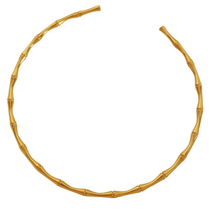 Collier ajustable en acier inoxydable plaqué or 18 carats avec motif nœud de bambou, style chinois simple et tendance - Product Image 5