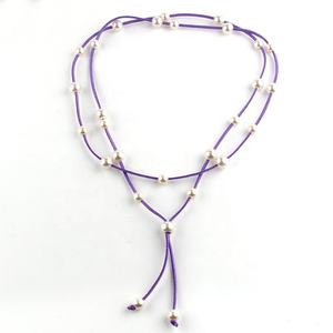 Collar de Moda para Mujer, Joyería de Perlas Personalizada, Perlas de Plástico de Orificio Grande de 10 mm, 12 mm, Collar de Cuero con <span class=keywords><strong>2</strong></span> Vueltas - Product Image 4