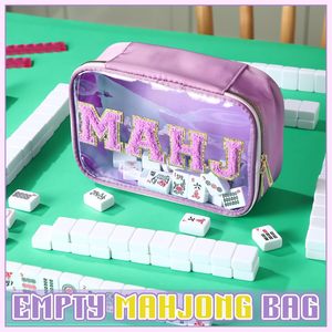 Sac de rangement vide pour tuiles de Mahjong, violet américain, en PVC transparent, étanche, avec fermeture éclair, taille 166, pour tuiles de Mahjong - Product Image 2