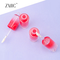 Tube de brillant à lèvres dégradé rouge de 4 ml avec décoration en forme de cœur, contenant vide pour rouge à lèvres liquide, tube en plastique à mécanisme rotatif pour teinte à lèvres et baume à lèvres