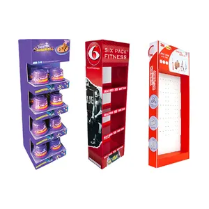 Customized Logo 4 <strong>Tier</strong> Cardboard Retail POS Floor Display <strong>Stand</strong> POP up Paper <strong>Food</strong> Snack Display Shelf Rack <strong>Stand</strong> for Supermarket - Product Image 2