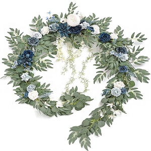 Couronne de fleurs séchées à chaud, <span class=keywords><strong>guirlande</strong></span> de vert d'<span class=keywords><strong>eucalyptus</strong></span>, décoration de mariage, de maison, roses artificielles décoratives, fleurs artificielles - Product Image 4