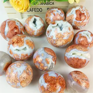 Wholesale Crystals Stones High Quality Petal Agate Sphere Cluster Druzy For Gift
