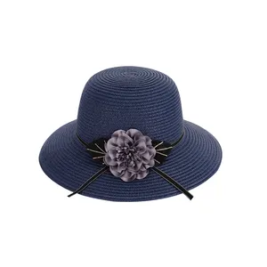 New Fashion Flat Sun Hat Women's Summer Flower Straw Hats for Women Beach Headwear Chapeau Femme Gift Bucket Hat Paper QIUBIEKAI