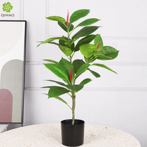 Árbol de Caucho Artificial QIHAO, Ficus Grande de 3 Ramas, Planta de Seda de Alta Simulación, Decoración Interior para el Hogar - Product Image 1