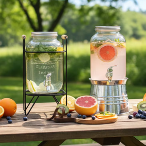 In Style Online Party Beverage Bucket Buffet <strong>Water</strong> <strong>tank</strong> Iron Frame Glass Juice <strong>tank</strong> Faucet <strong>tank</strong> Cold Drink Fruit Bucket - Product Image 1