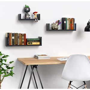 Bathroom <b>Shelves</b> <b>Wall</b> Mounted Rectangular Black <b>Floating</b> Shelf For Storage And Display In Bathroom - Product Image 2