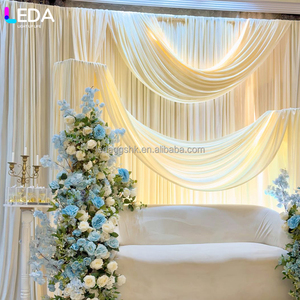 LEDA Weddings <b>Parties</b> <b>Backdrop</b> Decor Modern Elegant White Silk Led Drapery Curtain <b>Backdrop</b> - Product Image 3