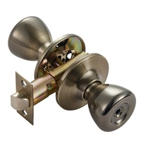 Poignées de porte à clé pour l'intimité, ensemble de serrures à cylindre unique pour porte d'entrée, 5 goupilles, en laiton thermolaqué, durable, monobloc, en bois