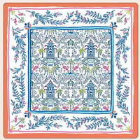 Tapis de Mahjong carré vintage à motif floral pivoine sur fond orange, antidérapant et insonorisant, pour table de jeu de Mahjong