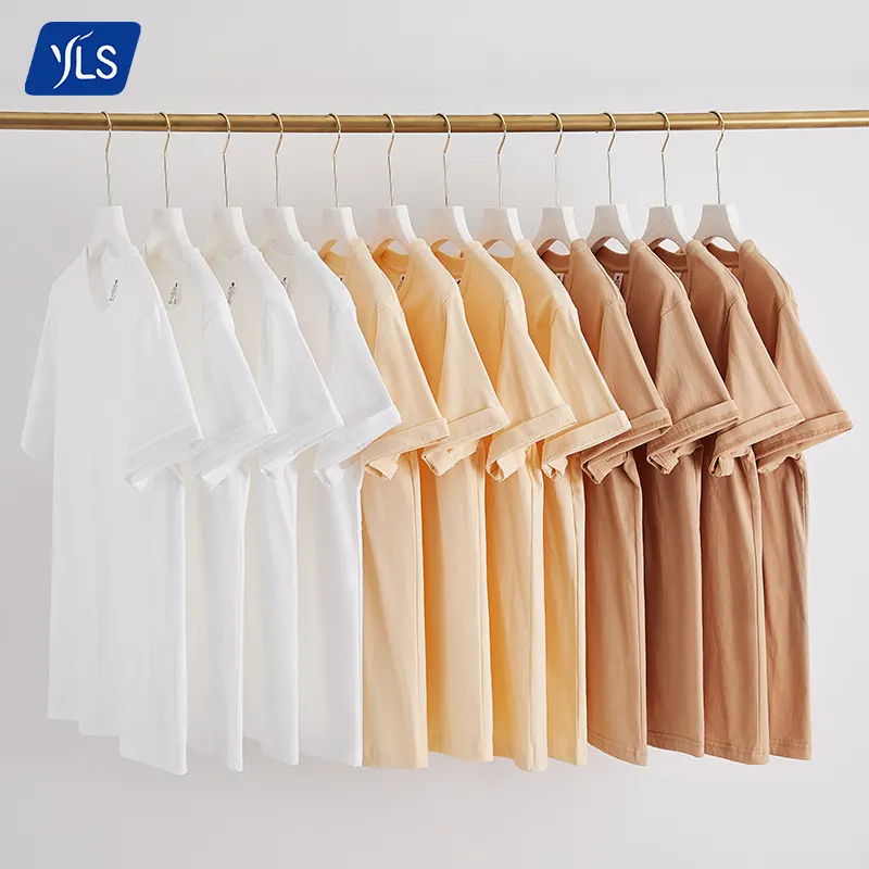 YLS 230 g 8.1 oz Black T Shirt 100% Cotton Men's Custom Embroidered Logo Plain Blank T-Shirt White Tee