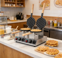 Machine à gaufres aux œufs double tête professionnelle style Hong Kong, électrique, pour la vente de snacks