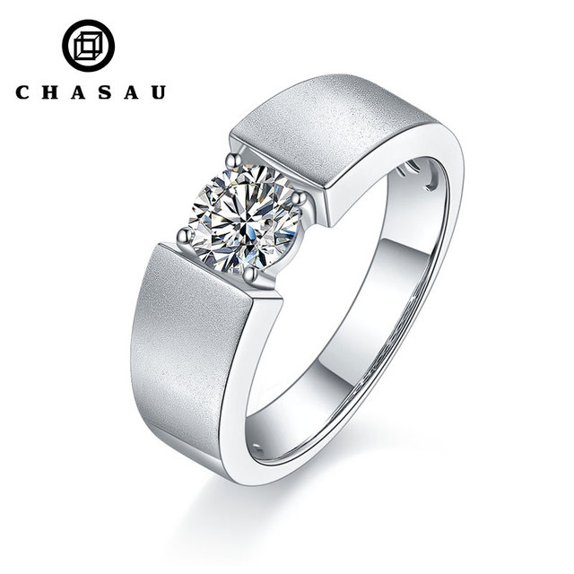 Simple Luxury Men's Diamond Platinum Plated S925 Silver VVS Moissanite D Color 1.0ct Ring Personalized Jewelry