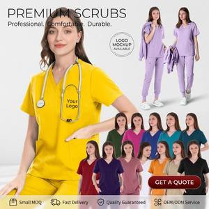 Uniformes Médicos de Excelente Calidad en Tela Elástica Unisex para Hombres y Mujeres en Color Caqui, Blanco, Rojo, Rosa y Azul, Conjuntos de Uniformes para Spa - Product Image 1