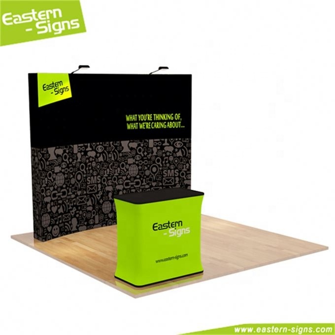 Conception en aluminium polyester affichage pop up d'exposition portable stand d'exposition