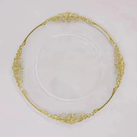 Assiettes de présentation rondes en plastique dorées de luxe, décoratives pour événements et fêtes d'anniversaire
