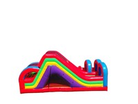 Pista de Obstáculos Inflable Multicolor Arcoíris, Divertido Brincolín OC030, Equipo de Juego Infantil de PVC Resistente para Alquiler en Exteriores