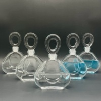 Flacon diffuseur de parfum tendance et unique en verre transparent avec bouchon anneau, flacon de parfum rond créatif pour parfum d'ambiance
