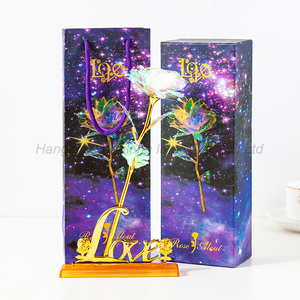 ลดกระหน่ำสีสันสดใส24K ฟอยล์สีทองดอกไม้วาเลนไทน์รูปนักบุญวาเลนไทน์ของขวัญพร้อมแฟลช LED - Product Image 5