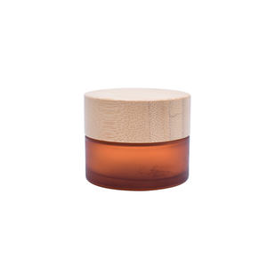Nuovo Design pacchetto cosmetico vuoto 15g 0.5oz ambra trasparente barattolo di bambù trasparente barattolo cosmetico di vetro con coperchio di bambù - Product Image 3