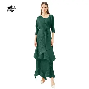 New Design Three-dimensional Pleated Skirt Long Sleeves Exquisite Free Size Party Long Dress For Women