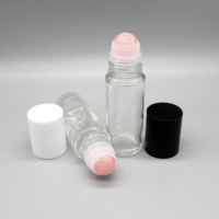 Cylindrique personnalisé 30ml 50ml Conteneurs de déodorant de parfum en verre ambré Rouleau de pierres précieuses sur bouteilles
