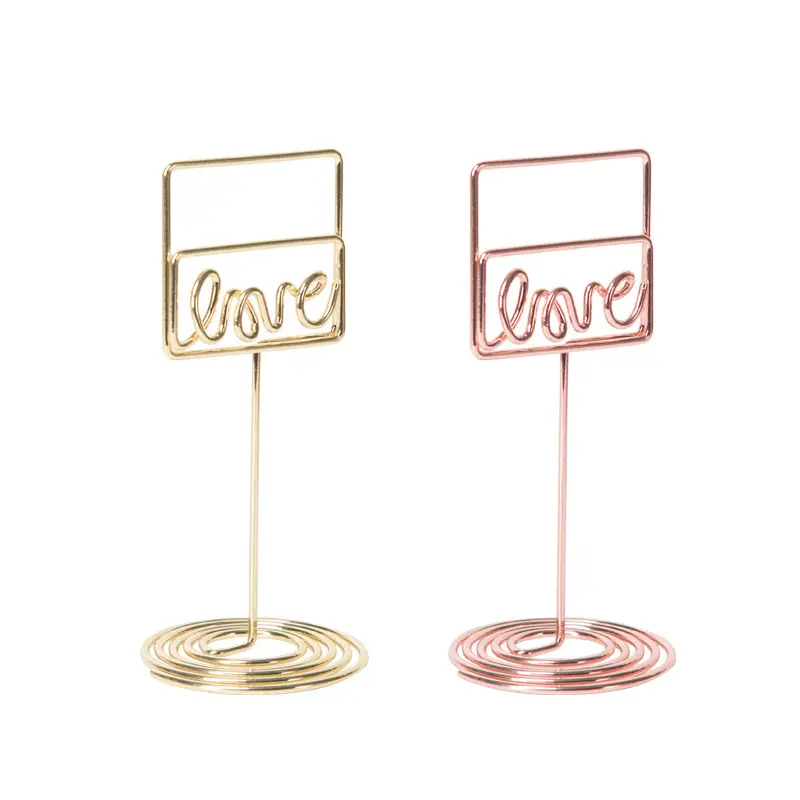 Creative Love Rose Gold Round Shape Photo Holder Stands Table Number Place Card Paper Menu Clips for Wedding Party Decor Office