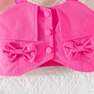 Groothandel Meisjes Chic Roze Pakje met 3D strikversiering en nauwsluitend rokje met bretels Meisjes Kledingset 2-8 jaar - Product Image 5