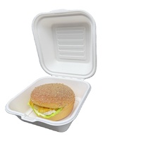 Boîte à hamburger à emporter ECO 100% biodégradable, capacité 450 ml, design à clapet, fabriquée à partir de bagasse de canne à sucre