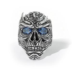 Anello da Cocktail H144 Skeleton da Uomo, Tono Argento, Zirconia Cubica, Incastonatura a Griffe Ovali, Anelli alla Moda da Regalo - Product Image 2