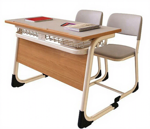 Mesa de Madera Moderna y Cómoda con Silla de Plástico, Sillas Dobles para Estudiantes para Uso en el Aula - Product Image 1