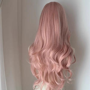 วิกผมยาวหยิกแบบมีหน้าม้าปัดข้าง ยี่ห้อในประเทศ  ฐานลูกไม้ 13x4  ไรผมธรรมชาติ  ใยผม Kanekalon  วิกเต็มศีรษะ - Product Image 4