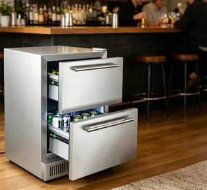 Vente flash, livraison rapide, réfrigérateur-congélateur double tiroir en acier inoxydable, réfrigérateur commercial pour boissons, pour café - Product Image 1