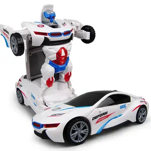 Mainan Robot deformasi 2 in 1 untuk anak, mainan Robot deformasi dengan lampu suara, mainan Robot elektrik berubah bentuk